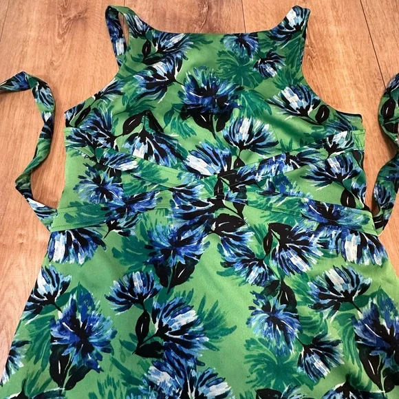 Banana Republic Green and Blue Ruched Sheath Midi Dress - Picture 11 of 14